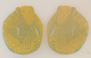 Armadillos — Linoprint on paper
